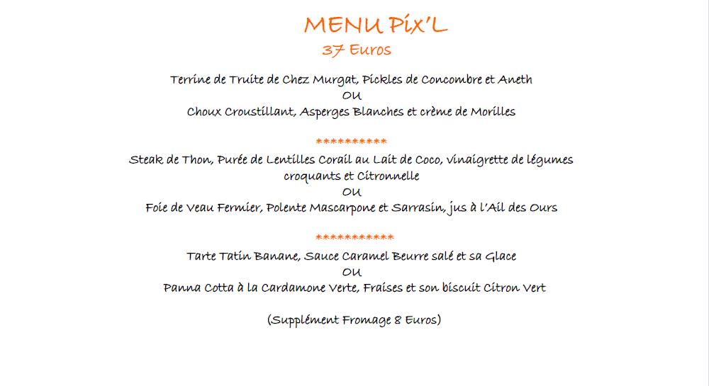 Restaurant Pix'L - Menu Image 2