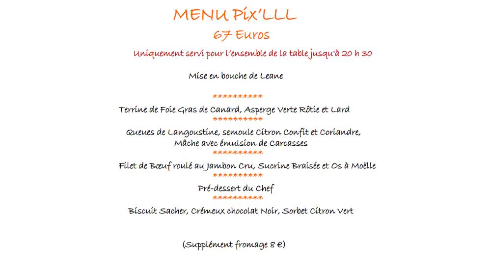 Restaurant Pix'L - Menu Image 3